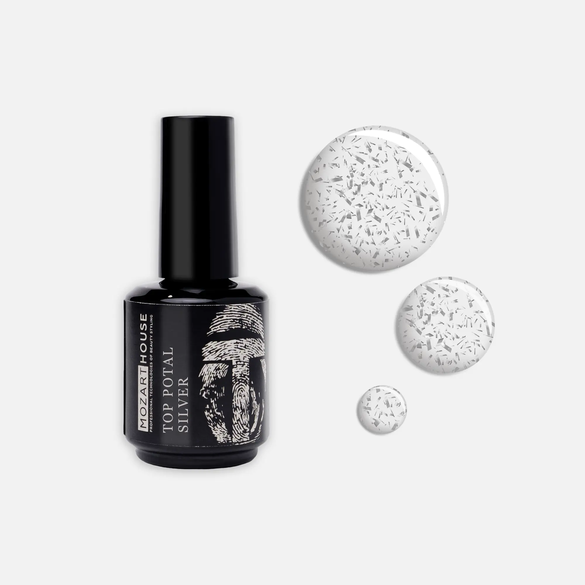 Топовое покрытие GEL POLISH TOP POTAL SILVER, 15 мл